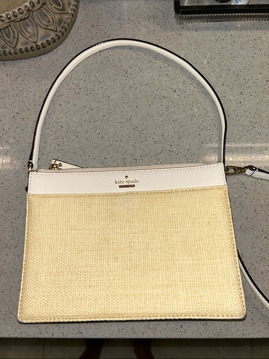 kate spade Handbags - kate spade White and Natural Raffia Convertible Crossbody